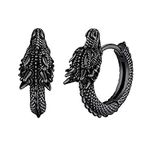 U7 Dragon Earrings Black Metal Plat