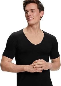 FALKE Men's Daily Climate Control Outlast® Deep V-Neck Undershirt, Breathable, Egyptian Cotton, Skin-Friendly, Black (Black 3000), 3XL, 1 Piece