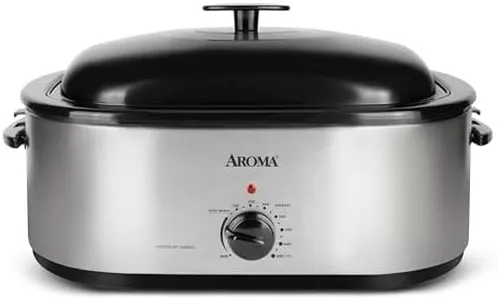 AROMA® 20Qt. Roaster Oven with Self-Basting Lid, Fits 24-lb. Turkey, Adjustable Temperature Settings, Keep Warm Setting, Stainless Steel (ART-720S)