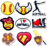 Sports Shoe Charms for Croc Clog Sandals Bracelets Decoration, Baseball Softball Football Basketball Soccer Swim Croc Charms for Kids Teen Adult Party Favor, Non-Precious Metal, No Gemstone