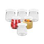 Byforphye Yogurt Container, 6 Pack 7oz Yogurt Jars with Lids Glass Pudding Jars Canning Jars Mini Dessert Jars Replacement Glass Containers for Yogurt, Pudding, Jams, Jelly, Wedding Party Favors