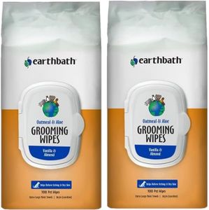 2 Pack Bundle Earthbath Oatmeal & Aloe Grooming Wipes - Dog Wipes for Coat, Paws, Cleans, Conditions & Deodorizes – Vanilla & Almond, 100 Count Packed in an All Direct Box