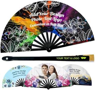 KOLOWKO 13 Inch Custom Folding Fan - Personalized Dance Fan with Photo & Text - Large Handheld Fan for Weddings, Cosplay, Line Dancing & Parties