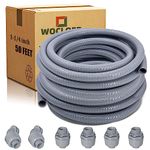 Liquid-Tight Conduit - 1-1/4 inch 50 Feet Flexible Non Metallic Liquid Tight Electrical Conduit Kit, with 4 Straight and 2 Angle Fittings Included. 1-1/4" Dia