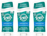 Tom's of Maine Long Lasting Deodorant Natural Deodorant Deodorant Unscented 2.25 Ounce Pack of 3