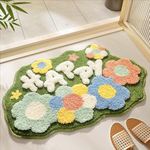 Roseate Happy Super Soft Anti-Skid (40x60 cm) Super Absorbent Mats Microfiber 2000 GSM Mat for Bathroom/Kitchen/Door Mats for Home/Floor Mat (Green) Pack of 1
