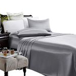 Elegant Linen Store,Silky Satin Sheets Twin XXL [4-Piece, Dark Grey] Silky Bed Sheets -Extra Soft 1800 TC 11-15 Inch Deep Pocket, Stain Resistant -Fitted Sheet, Flat Sheet, Pillow Cases.