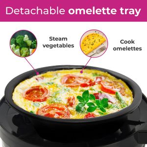 Neo 3-in-1 Electric Egg Cooker – Boiler, Poacher & Omelette Maker, Black/Silver