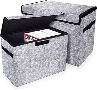Leffis Comic Book Storage, Box 15.5" X 7.5" X 11.3", Collapsible Comic Short Box with Lids Holds 150 Comics Heavy Duty Comic Book Bin Container (2 pack, grey)