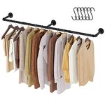 Greenstell Clothes Rack, 69.5 Inches Industrial Pipe Wall Mounted Garment Rack, Space-Saving Heavy Duty Hanging Clothes Rack for Closet Storage 3 Base,1 Pack