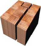 PrimeZone 432 PCS FSC Certified Acacia Wood Interlocking Patio Deck Tiles - 12" x 12" Indoor Outdoor Waterproof Flooring Tiles for Balcony, Backyard, Garden & Poolside, All Weather Use, Natural Wood