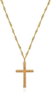 Fettero 14K Gold Plated Cross Necklace, Cross Faith Rivet Pendant Dainty Chain Simple Tiny Jewelry Gift for Women