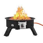 Onlyfire Portable Propane Gas Fire Pit with 4kg Lava Rock, Height Adjustable Gas Firebowl Smokeless Fire Pit for Camping Bonfire Picnic Backyard, Auto-Ignition