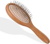 WeCoola Hair Brush, Wooden Hairbrush with Metal Bristles, Stimulates Scalp for Hair Growth, Gift for Mother's & Father's & Friends, All Hair Types
