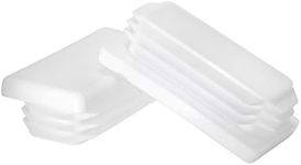 Prescott Plastics 1 x 2 Inch Rectangle Plastic Plug White Inserts (50 Pack), White End Cap for Metal Tubing, Fence, Glide Insert for Pipe Post, Chairs and Furniture