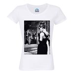 Audrey Hepburn Women's T-Shirt Round Neck Organic Cotton Retro Image Hollywood Star Actress Film, white, L