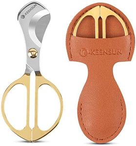 KEENSUN Cigar Scissors Cutter,Stainless Steel Guillotine Double Blade Straight Cut Scissors (Gold) with Leather Case Cigar Accessories for Cigars(2.09" Handle Width)