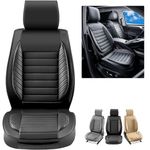 VEVOR Seat Covers, Universal Car Seat Covers Front Seats, 2pcs Faux Leather Seat Cover, Semi-enclosed Design, Detachable Headrest and Airbag Compatible, for Most Cars SUVs and Trucks Black