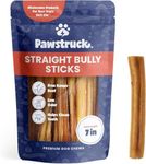 Pawstruck All-Natural 7" Bully Sticks for Dogs - Best Long Lasting, Rawhide Free, Low Odor & Grain Free Dental Chew Treat - Healthy Single Ingredient 100% Real Beef - 1 lb. Bag