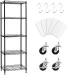 5 Tier Metal Shelves on Wheels Adjustable Pantry Storage Shelves for Laundry Bathroom Kitchen Pantry Closet