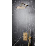 Apres Dual Function Concealed Shower Valve Brushed Brass | Complete Shower System | Brushed Brass | Fixed Head and Fixed Handset |