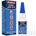 Metal Glue 30 g, Metal to Metal Glue, Instant Superglue for Metal with Anti-clog Cap, Strong Clear Glue for Metal, Steel, Zinc, Aluminum and More Metal Materials, Waterproof, Heat-Resistant