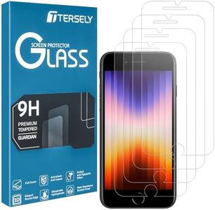 T Tersely [4 Pack] Screen Protector for Apple iPhone SE 3/2 (2022/2020) /iPhone 8/ iPhone 7/ iPhone 6S/ iPhone 6 4.7-inch, Tempered Glass Screen Protector Film, HD Clear