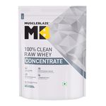 MuscleBlaze 100% Clean Raw Whey Protein Concentrate (Unflavoured, 1kg) | Easy to Digest