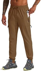 Willit Men's Hiking Joggers Travel Athletic Pants Lightweight Quick Dry Outdoor Running Pants with Zipper Pockets Brown L