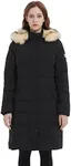 PUREMSX Puffer Jacket Long, Women Arctic Winter Fur Hood Windproof Heavy Outdoor Hiking Skiing Insulated Parka Near Year Gifts,Black,X-Large