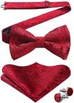 HISDERN Bow Tie Pre tied Red Paisle