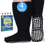 4 Pairs Super Width Socks for Swollen Feet,Diabetic Socks for Men Women Plus Size,Hospital Non Slip Socks,Lymphedema,Edema Cast Socks,Bariatric Socks