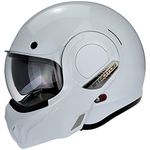 VPR F242 P/J Reverse Flip-Up Motorcycle Helmet - Double Visor Modular Jet Crash Helmet for Racing Sports Touring - Road Legal ECE22.05/22.06 Approved Motorbike Helmets (White,S)