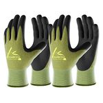 COOLJOB Gardening Gloves for Women and Men, 2 Pairs Bamboo Garden Gloves with Touchscreen, Breathable Nitrile Coated Work Gloves, Green, Small Size (2 Pairs S)