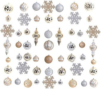 Nearly Natural Holiday Deluxe Shatterproof, 81 Count Christmas Tree Ornament Box Set, Re-Useable Container