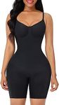 Shelony Women Cotton Lycra Full Body High Compression Body Suit (ED018_Black_XL)