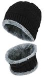 Tex Homz Winter Knit Beanie Woolen Cap Hat And Casual Style Neck Warmer Scarf Set For Men & Women (2 Piece) Black, Onesize