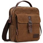 Messenger Bag, Ravuo Lightweight Vintage Canvas Small Crossbody Bag for Men Shoulder Bag Coffee