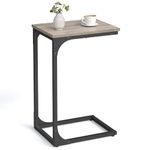 VASAGLE C-Shaped End Table, Small Side Table for Couch, Sofa Table with Metal Frame for Living Room, Bedroom, Bedside, Greige and Black ULET350B02