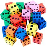 Kicko | Foam Dice Set - 6 Assorted Large Sided Dice - Colorful Big Square Blocks - Ideal Gift for Children - Math Educational Toys - Suitable Pastime Toy, Party Favors, and Party Supplies (24 Pack)