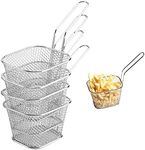 JZK 4 x Stainless steel chip baskets for serving with Handle, mesh french chip deep frying basket for shrimps onion rings