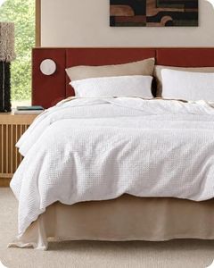 Bedsure Cotton Duvet Cover Set - 100% Cotton Waffle Weave Bright White Duvet Cover Oversized King Size, PureWoven Breathable Bedding Set for All Season, 3 Pieces, 120"x98"