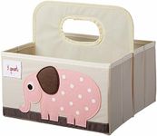 3 Sprouts Baby Diaper Caddy Organizer - Nursery Storage Bin for Boys and Girls - Tote Bag & Car Organizer with Handle - Baby Basket - Newborn Registry Must Haves, Elephant