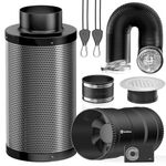 Hon&Guan 4" Air Filtration Kit : Inline Fan, Speed Controller, 14" Carbon Filter, 8ft Ducting, Rubber Coupler, Soffit Vent, Ideal for Grow Tents, Hydroponics