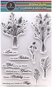 Alinacutle Flower Bouquet Craft Clear Stamps，Floral Wishes Stamps, Paper Craft Silicon Stamp for Scrapbooking/Card Making/Paper Art