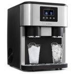 Klarstein Eiszeit Crush Ice Maker Silver – 1.8 L Tank, 15 kg/24h, Ice in 12 Min, ~16 Cubes/Cycle | Cube & Crushed Ice, Countertop, Touch Display, Alarms