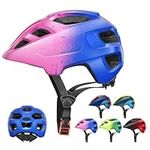 Kids Helmet, RaMokey Kids Bike Helmet for Boys Girls, Cycle Helmet with Visor for Kids 3-13, Childrens Bike Helmet Bicycle Cycling Helmet(S/M 48-56CM) (Pink+Blue)