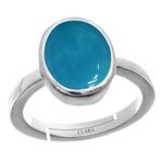 Clara Turquoise Firoza 3.9cts or 4.25ratti Stone Silver Adjustable Ring for Women