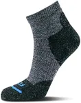 FITS Light Hiker Quarter Sock for Men and Women, Made with Merino Wool, Breathable, Odor Resistant, Durable Hiking Sock, Coal, Large