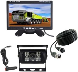 Vehicle Backup Camera with Monitor Kit,18LED IR Night Vision 4 Pin IP68 Waterproof Reverse Rear Camera + 7" Car LCD Monitor Parking System 12V-24V With 49ft Extension Cable For Bus Truck Trailer RV Ca